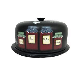 Rustic Farmhouse Cake Stand with Lid Painted Cake Plate